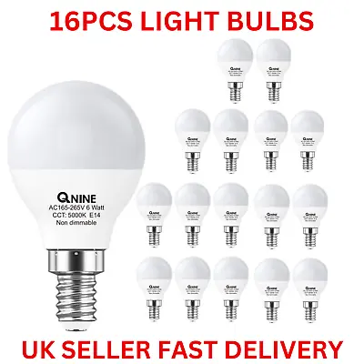 16pcs E14 LED Light Bulb Cool WhiteG45 Golf Ball Bulb6W (60W Equivalent)Small • £14.99