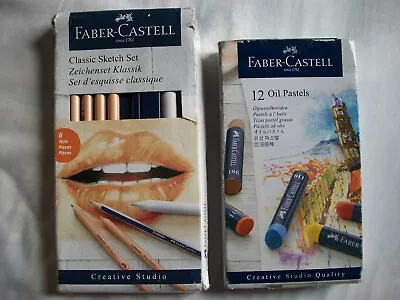 Faber-Castell 6-pc Classic Sketch Set & 12 Oil Pastels 2-box LOT • $25