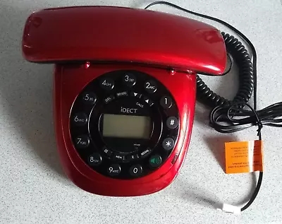 IDECT Carrera Classic Corded Phone With Caller Display Candy Apple Red Tested • £9.99