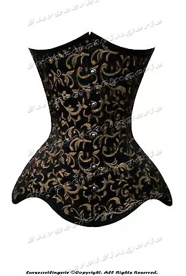 £16.99 • Buy Heavy Duty 26 Double Steel Boned Waist Training Gold Brocade Underbust Corset