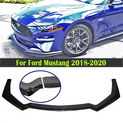 Gloss Black Front Bumper Lip Body Kit Splitter Spoiler For Ford Mustang 18-20 • $45.50