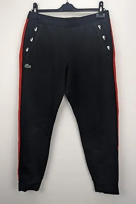 £35.40 • Buy Lacoste Sport Men Joggers Tracksuit Bottoms Logo Cuff Tapered Black/Red Size M