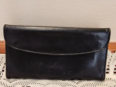 COACH Vintage Leather Envelope Snap Clutch Wallet #4859 (BLACK) • $40