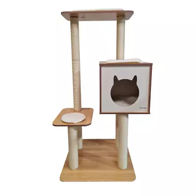 Petwiz 122cm Premium Wooden Laminate Sisal Post Cat Scratching Tree • $148.95