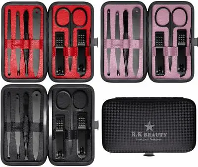 Manicure Pedicure Nail Care Professional 7pcs Gift Set With Case Mini Travel Kit • £5.19