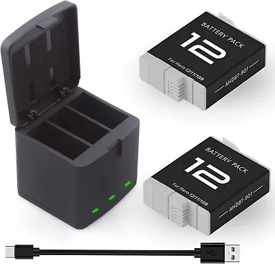 2* Hero 12 Battery & 3-Channel Charger Station For Gopro Hero 12 Black Camera • $29.99