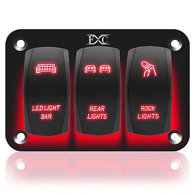 3 Gang Red LED Rocker Switch Panel Circuit Breaker 12V-24V For Car Marine Boat • $31.89