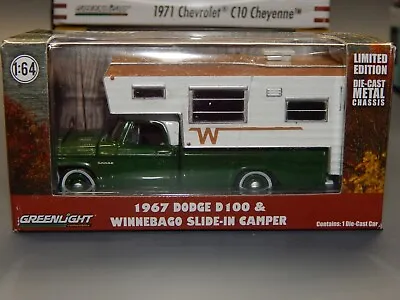 1967 Dodge D100 Winnebago Slide In Camper Green & White 1/64 Diorama VHTF MIB • $23.99