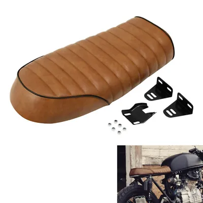 Brown Flat Brat Seat Tracker Vintage Cushion Saddle For Honda CB CL Cafe Racer • $33.90