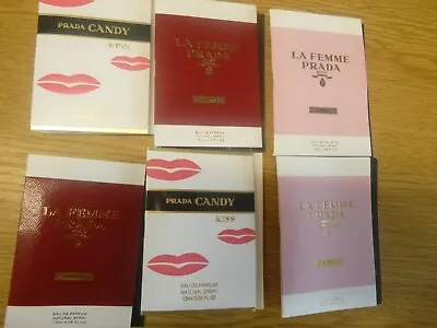 Lot 6 Mix Prada Samples La Femme Prada Intense L'eau Candy Kiss Perfume Samples • £10.99