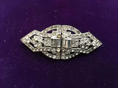 Vtg Art Deco Duette Brooch Dress Clips Patent Pending Rhinestone Antique • $26.10