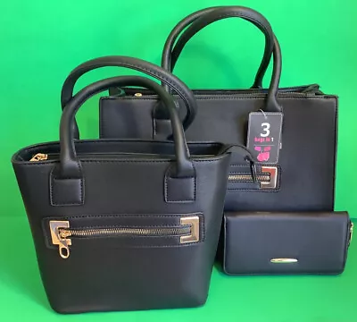 La Terre Fashion Woman’s Two Black Handbags With Black Wallet • $76