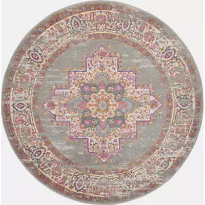 Nourison Bohemian Grey 5'3  X Round Area Rug (5 Round) Durable And Easy To Clean • $95.80