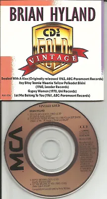 BRIAN HYLAND Vintage Gold 4TRX RARE 3 INCH CD Single ULTRA LIMITED 1988 USA  • $34.99