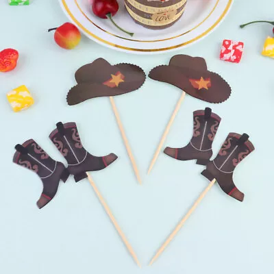 40 PCS Cowboy Cake Decorations Western Theme Cupcake Toppers • £8.58