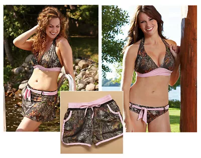 Mossy Oak Camoflauge HALTER TOP With Pink Trim And Choice Of SWIM BOTTOM • $20