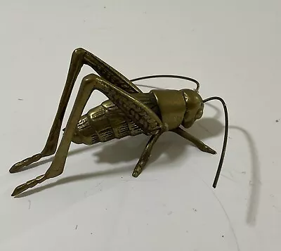 Vintage Mid Century Modern Large Brass Grasshopper Figurine Brass Animal 4” • $24.99