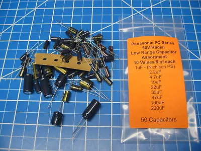 $12.59 • Buy Panasonic - FC Series - Electrolytic Cap Asst - 50v 10 Values 1-220uF - 50pcs