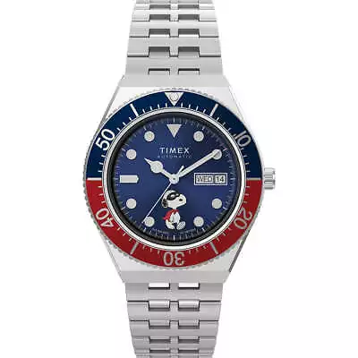 Mens Automatic Wristwatch TIMEX M79 TW2U78300 Stainless Steel Blue Peanuts • $653.40