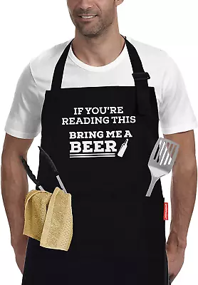 If You'Re Reading This Bring Me A Beer Adjustable Barbecue Cotton Aprons For Me • £14.99