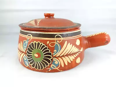 Vintage Mexican Tlaqueplaque Redware Lidded Bean Pot • $27.49