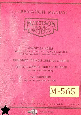 Mattison 24 48 60 84 96  108 24A 24A2 72C Rotary Grinders Lubrication  Manual • $36