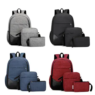 3pcs Set Men Women Backpack Bookbag School Travel Laptop Rucksack Zipper Bag • $15.19