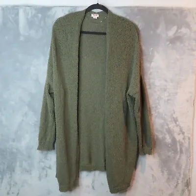 MOSSIMO Cardigan Sweater Womens XL Dark Army Green Long Open Textured Cozy • $15.88