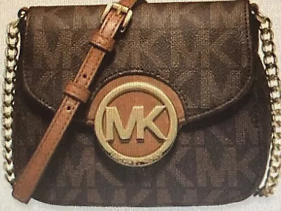 Authentic Michael Kors FULTON CROSSBODY BROWN LOGO 32T4GFTC1B NWT • $79.95