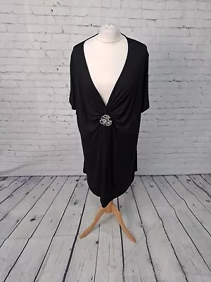 £8.99 • Buy Body Flirt Black Plunge Neck Gathered Top Womens Size 3XL (JL19)