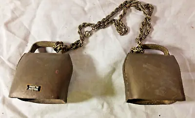 2 Rustic Forged Cow Bells On Chain Made In Austria 2  Brass Bronze Copper? • $18.99