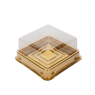 50 Square 3  Gold Clear Mini Cupcake Boxes Dome Plastic Favor Holders Events • $7.35