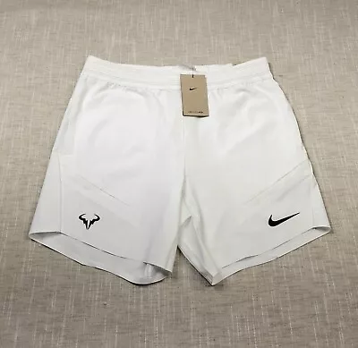 NIKE Court Rafa Nadal Shorts 7' Small Mens White Black Tennis Dri Fit ADV • $79.95