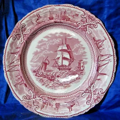 Mason's Ironstone Pottery  Dinner Plate American Marine Pattern Red Color • $16