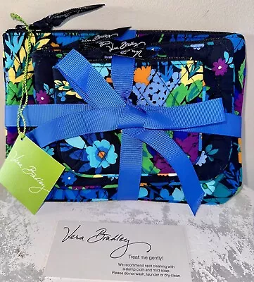 VERA BRADLEY Cosmetic Trio MIDNIGHT BLUES 3 Make-Up Cases Travel NWT #12303-136 • $39.95