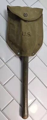 Vintage 1944 WW2 US Military Trench Tool Folding Shovel W/ Cover Dave Mfg Co • $79.99