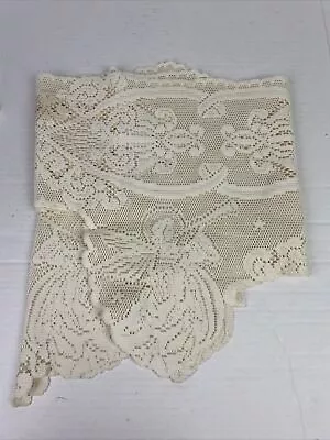 Vintage Christmas Angel Mantel Doily 94” Lace Ivory Tiered Collectible Holiday • $11.43