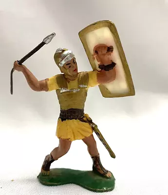 Vintage 1960s Marx Warriors Of The World Roman Soldier Shield Cake Topper Toy • $18.95