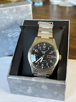 SEIKO 5 Stainless Steel Black Dial Men's Automatic Watch - SRPG27  MSRP: $275 • $71