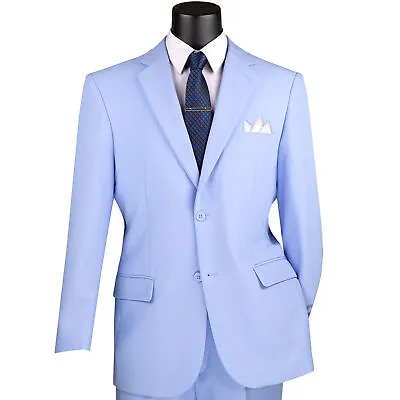 LUCCI Men's Light Blue 2-Button Classic-Fit Poplin Polyester Suit - NEW • $75