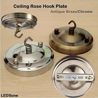 Vintage Metal Ceiling Rose Hook Plate For Light Fitting Chandelier UK Stock • £8.03