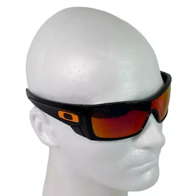 Oakley BATWOLF Sunglasses Black Frames Ruby Iridium Lens Orange Logo • $59.99