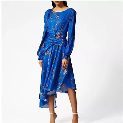 Preen By Thornton Bregazzi Silk Diana Dress In Blue Garland Size XS NWT • $399