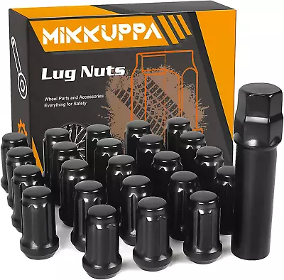 23PCS 1/2-20 Spline Lug Nuts - 17Mm Hex 1.35  Tall 0.8  Wide - Black Solid Lug • $34.93