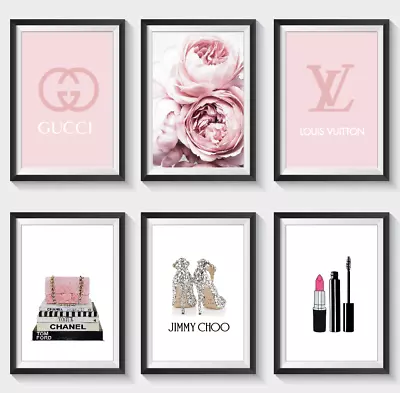 £4.99 • Buy Fashion Designer  Set Of 6 Wall Art Print Glamour Living Room Home Decor S20
