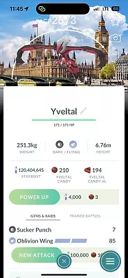 Pokemon Yvetal Background London -  TRADE 20k Stardust Registered • $5.99