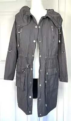Mint Velvet Jacket Grey Oversized Collar Adjustable Coat Parka Grey Size UK 10 • £29.99
