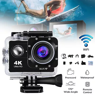 4K WiFi Action Camera RC Sports Camera Underwater Camera Waterproof Vlog Camera • $31.94