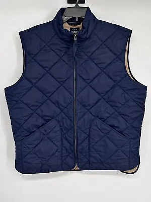 J.Crew Walker Vest Mens XL Navy Blue Quilted Full Zip Authentic Outerwear • $31.99