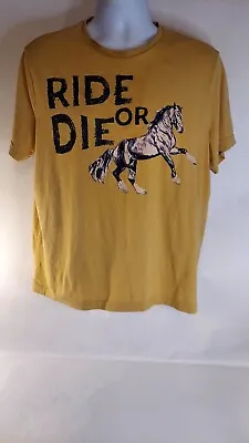 Elvis Presley  Ride Or Die  Horse Unisex Gold Tshirt Size Large • $14
